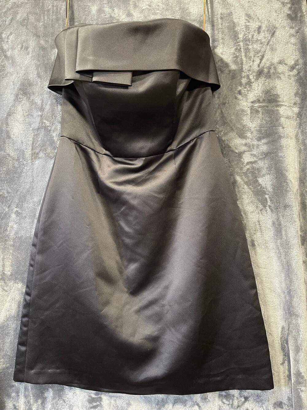 Black Satin Strapless Foldover Cocktail Dress Homecoming 12 Lela Rose